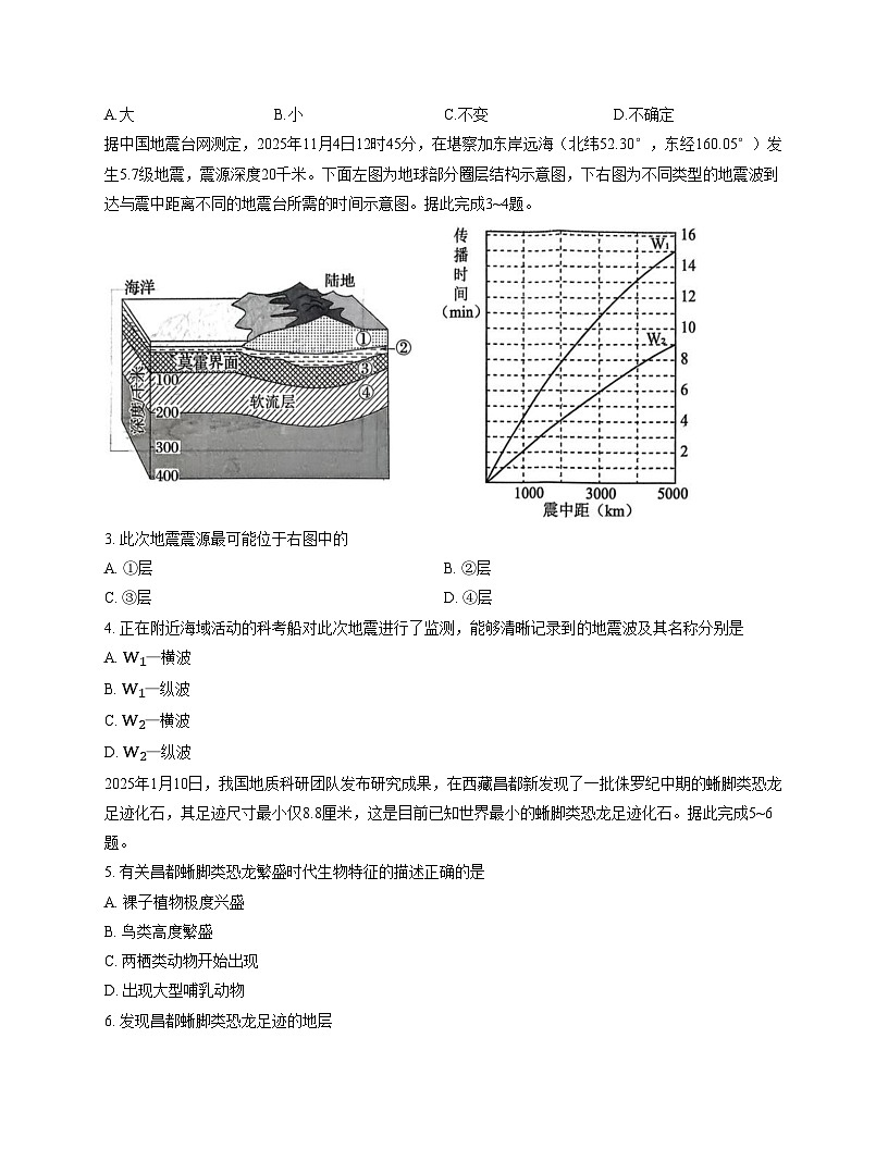 2026届河南省南阳市六校高三模拟预测地理试题（文字版，含答案）第2页