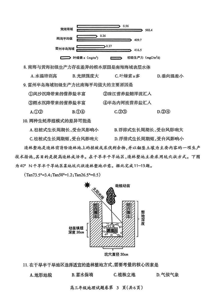 安徽省芜湖市2026届第一学期高三一模 地理试题+答案第3页