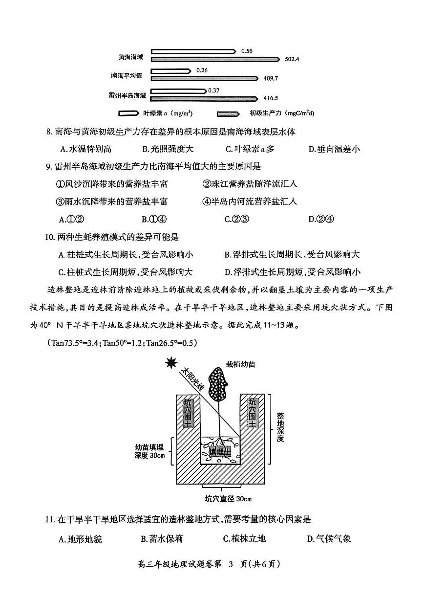 安徽省芜湖市2026届第一学期高三一模 地理试题+答案第3页