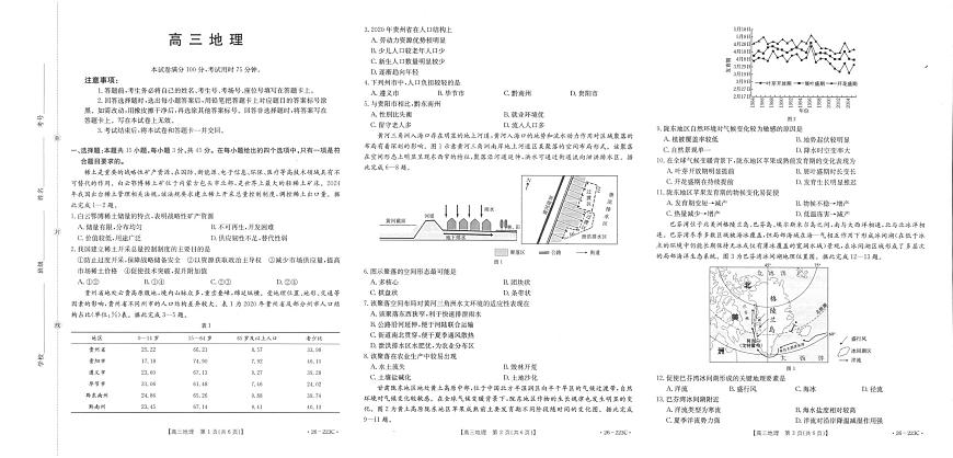 陕西省2026届高三上学期1月期末联考（26-223C）地理第1页