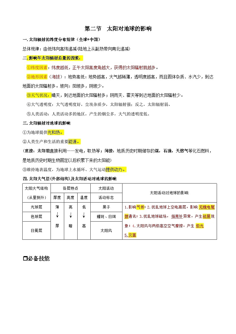 2026年高考地理一轮复习：人教版必修第一册必背知识点考点提纲 讲义第3页
