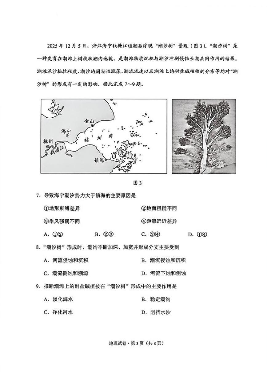 2026届云南省大理白族自治州高三上学期第二次复习统一检测地理试卷第3页