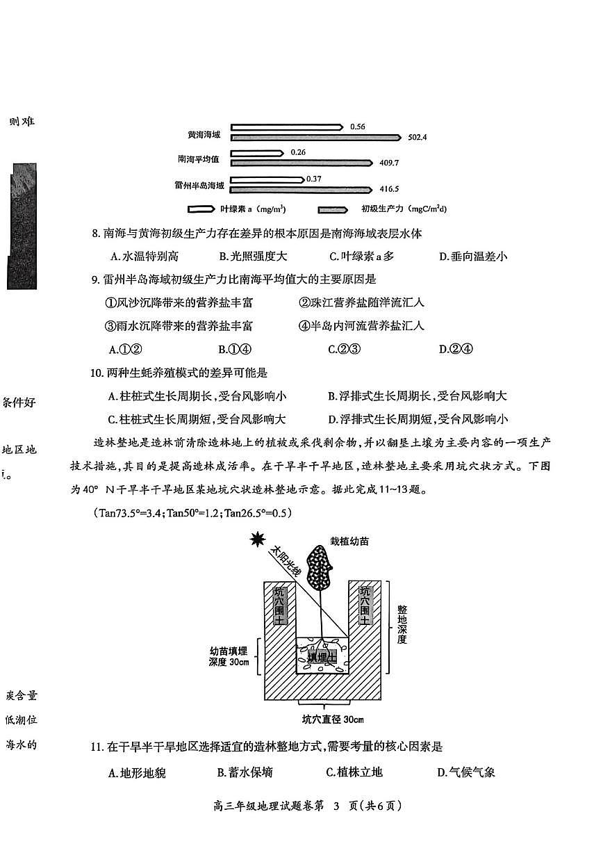 2026届安徽省芜湖市高三上学期教学质量监控（一模）地理试卷（含答案） (1)第3页