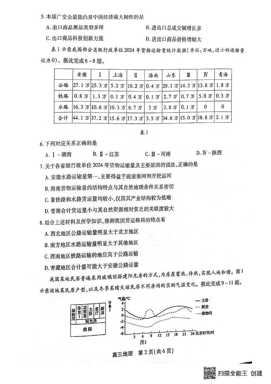 安徽省鼎尖教育2025-2026学年高三上学期期末考试地理试卷第2页