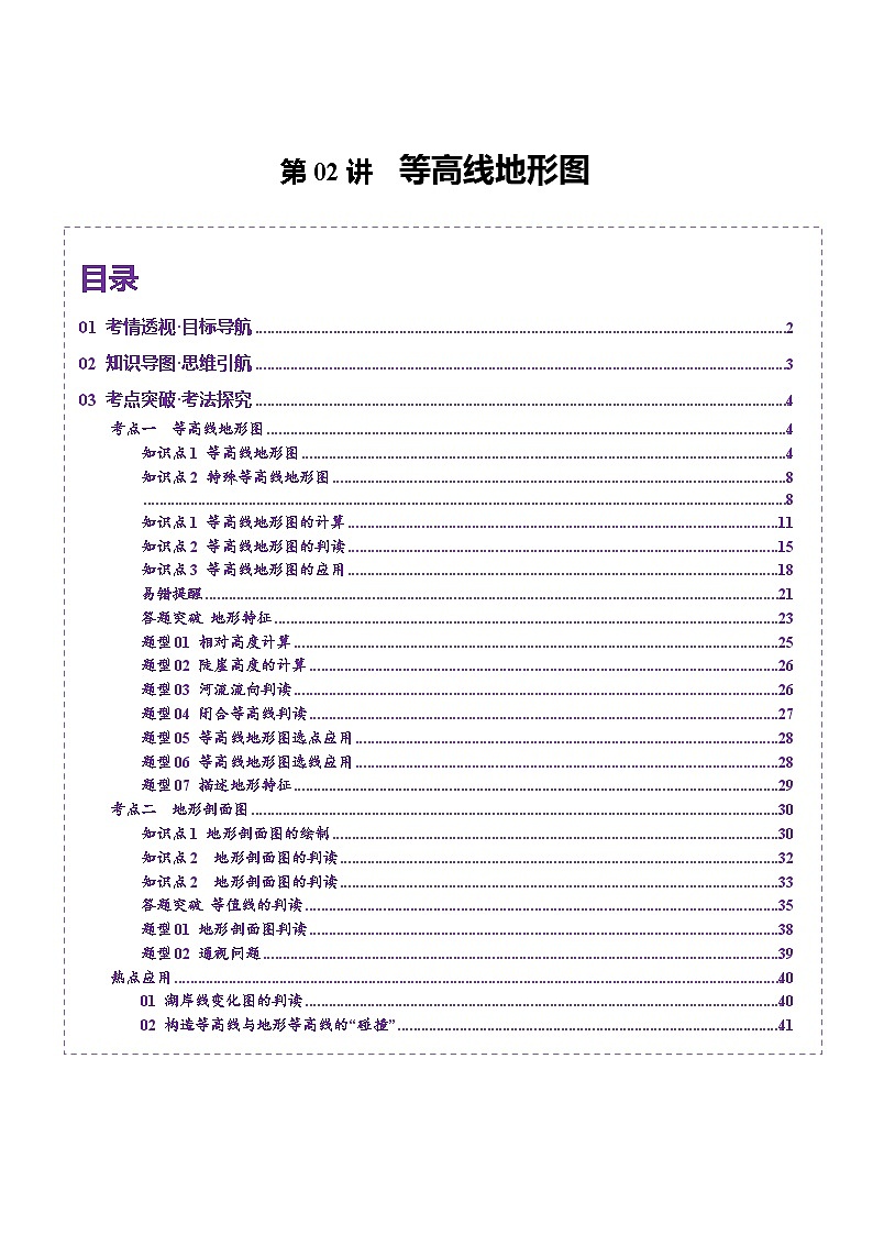 高考地理一轮-等高线地形图（讲义）（原卷版）第1页