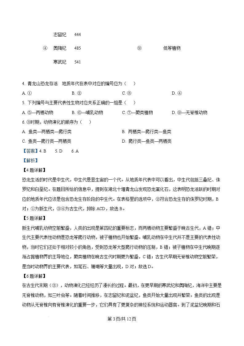 湖北省武汉市部分重点中学2024-2025学年高一上学期期末联考地理试题 含解析第3页
