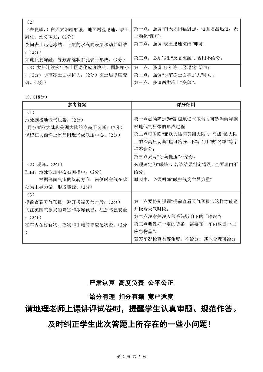 辽宁省点石联考2026届高三期末质量监测地理答案第2页