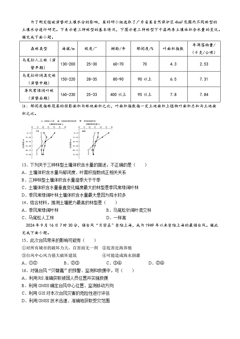 吉林省“BEST合作体”2024-2025学年高一上学期期末考试地理试题第3页
