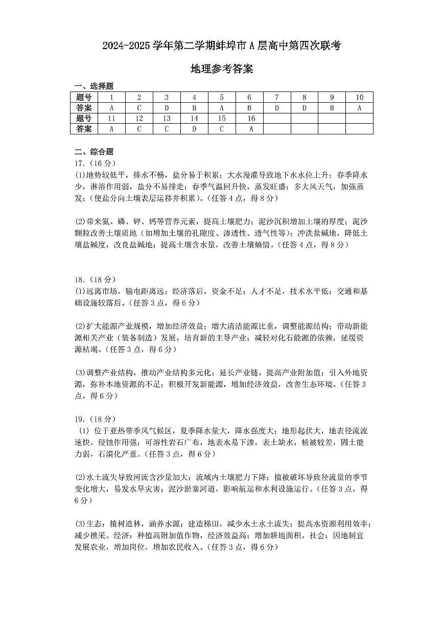 高二地理答案第1页