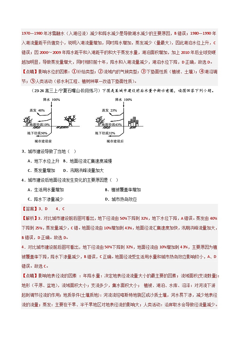 热点突破06（二） 水量平衡高考地理一轮复习考点通关卷（新高考通用）（解析版）第2页
