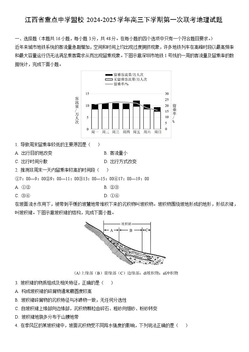 2024-2025学年江西省重点中学盟校高三下学期第一次联考地理试卷（学生版）第1页