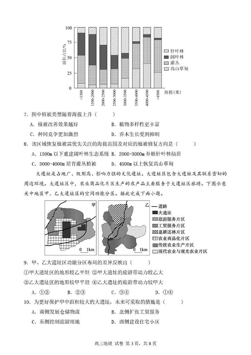 2025-2026学年山东省枣庄市薛城区枣庄八中高三上学期第一次调研模拟测试地理试题（含答案）第3页