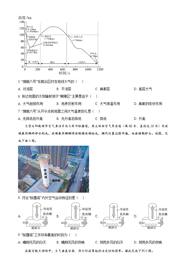 广东省揭阳第一中学高一上学期1月期末地理试题（原卷版）-A4第2页