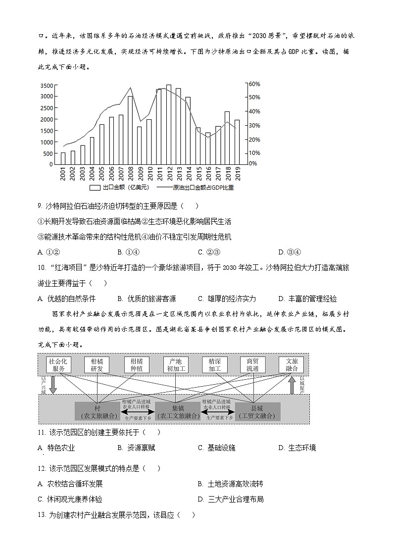 广东省肇庆市第六中学高二下学期期中检测地理试题（原卷版）-A4第3页