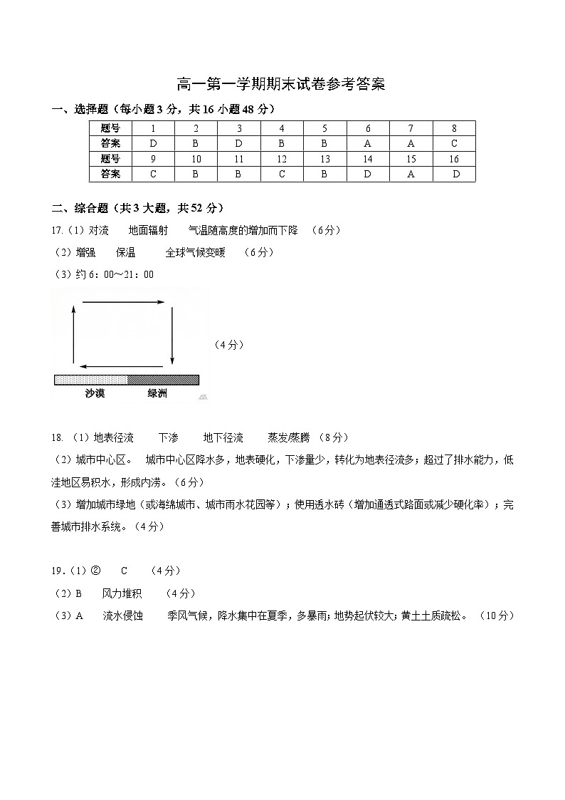 地理答案高一上学期期末(1)第1页