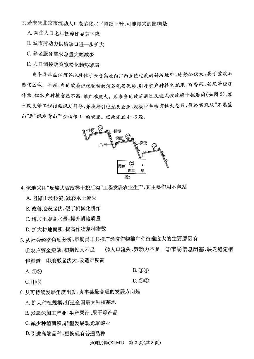 2026届湖南省新高考教学教研联盟（长郡二十校联盟）高三年级下学期3月联考地理试卷（含答案）第2页