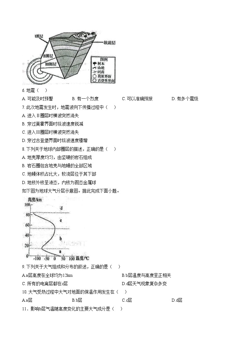 福建省莆田第一中学2025_2026学年度上学期期未考试试卷高一地理（文字版，含答案）第2页