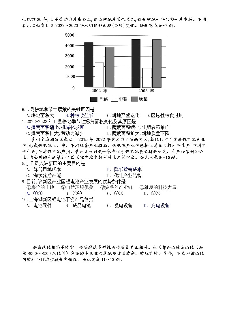 广东省广州市外国语学校高三下学期3月模拟测地理试题-A4第2页
