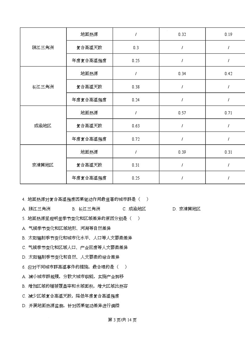 湖南省娄底市示范性高中名校2025-2026学年高三上学期2月期末考试地理试卷  Word版含解析第3页