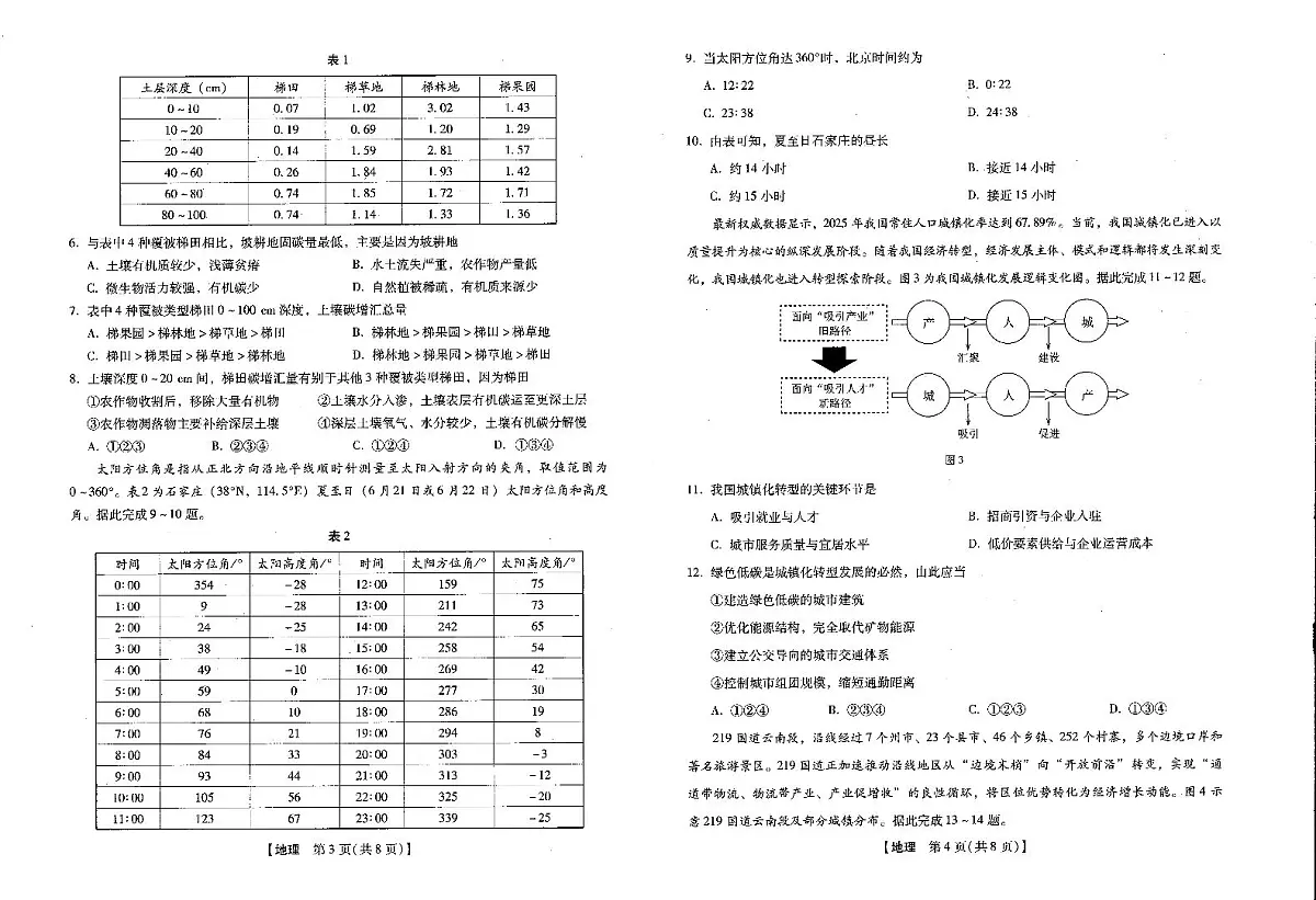 河北省琢名小渔名校联考2026届高三年级开学调研检测 地理第2页