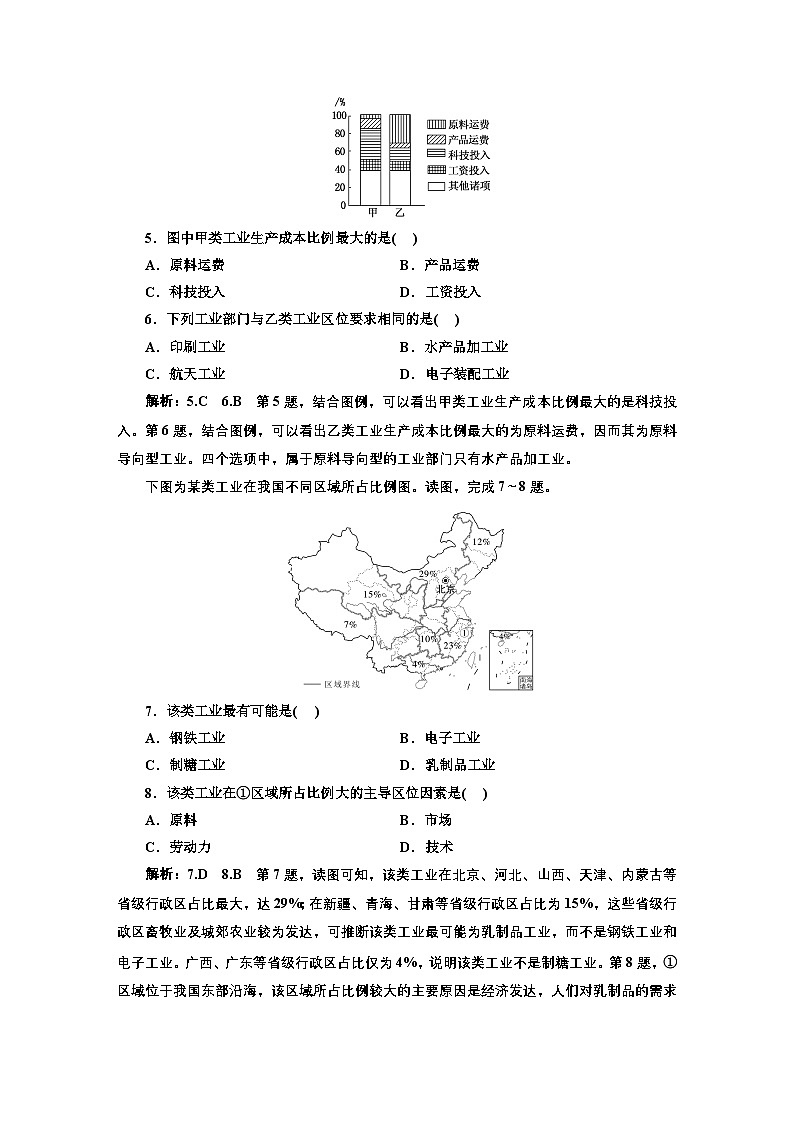 2026高中新课程学习指导 地理 必修 第二册 配人教版    课时跟踪检测（十）  工业区位因素（含解析）第2页