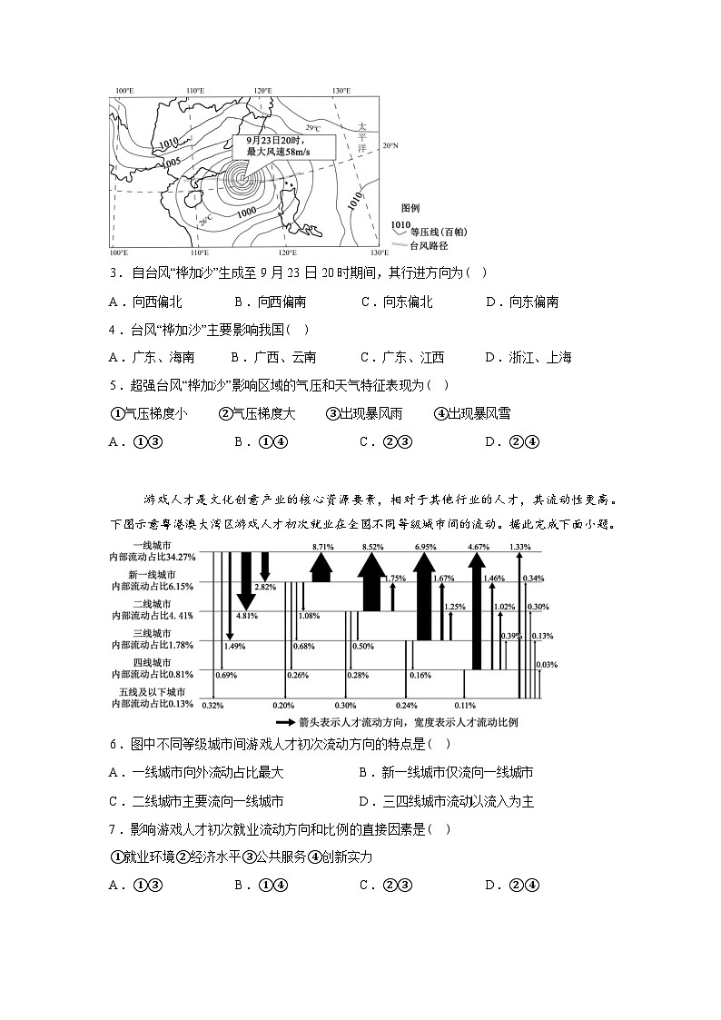 湖南衡阳市衡阳县第四中学2025--2026学年高三下学期开学考试地理试题含答案第2页
