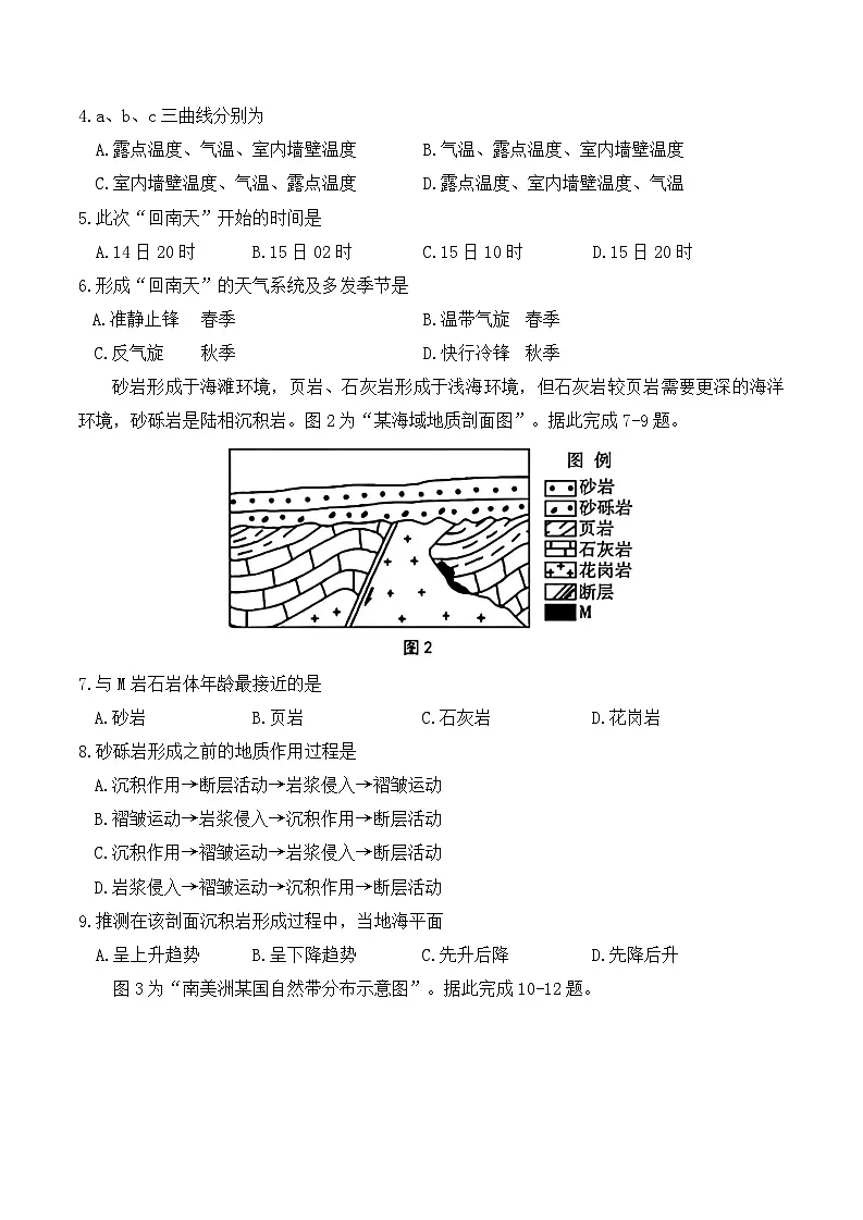 2026届江苏南通市通州区高三下学期高考模拟预测地理试题（含答案）第2页