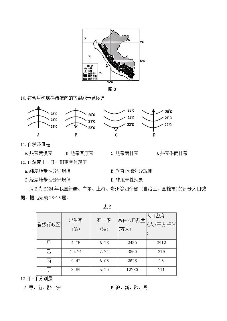 2026届江苏南通市通州区高三下学期高考模拟预测地理试题（含答案）第3页