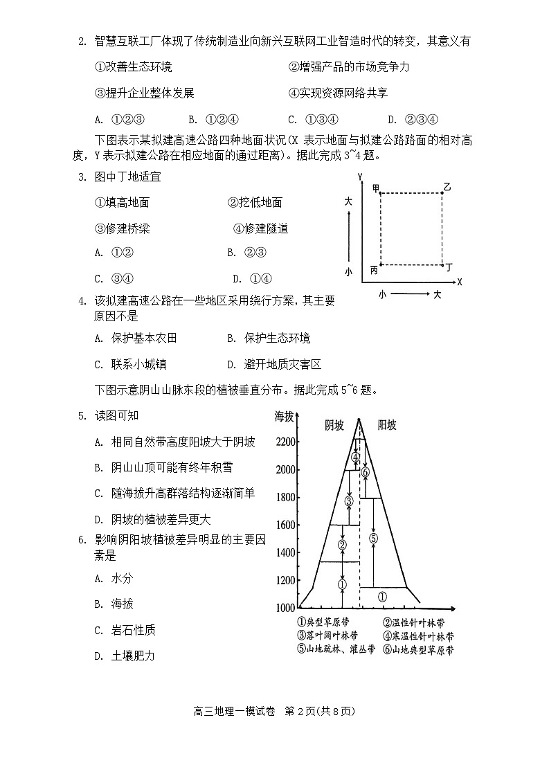 湖南省岳阳市2023-2024学年高三上学期教学质量监测（一）地理试题 含答案第2页
