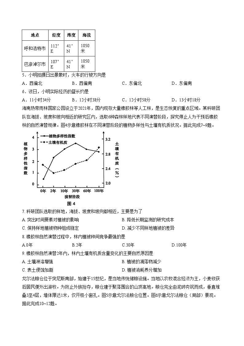2026届山东省青岛市高三下学期一模地理试题（文字版，含答案）第3页