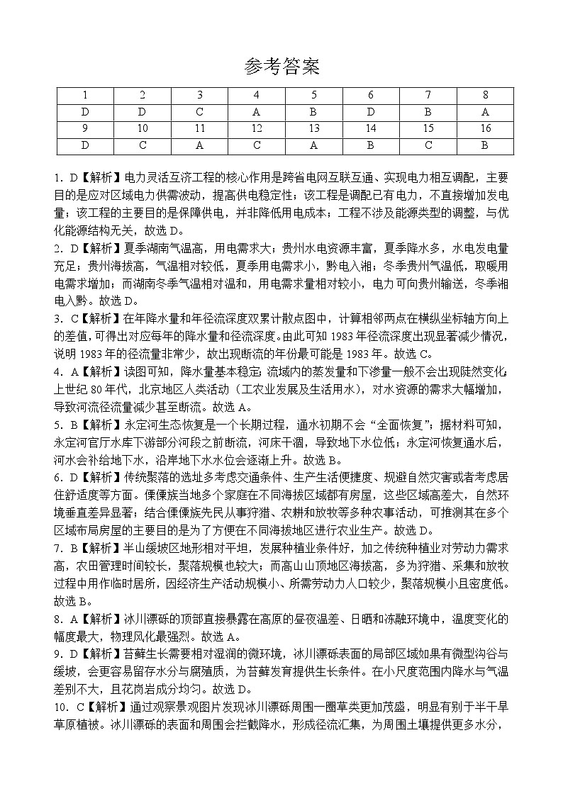 宜宾市普通高中2023级第二次诊断性测试 地理答案第1页