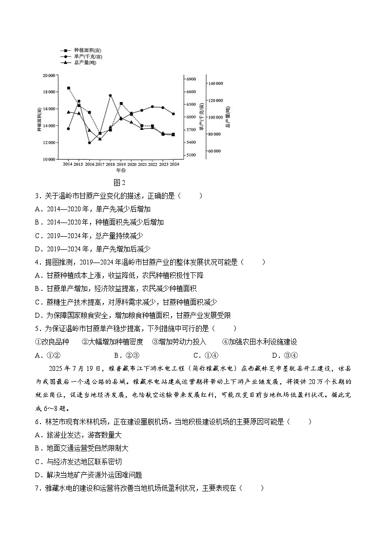 2026多校联考高三第二次联考（暨怀化一模）地理试题无答案第2页