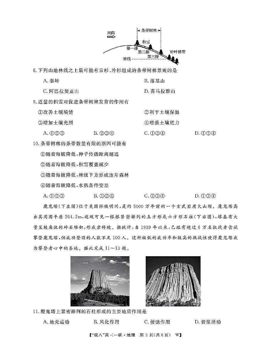 2025安徽皖南八校高三上学期第一次大联考-地理试卷（含答案）第3页