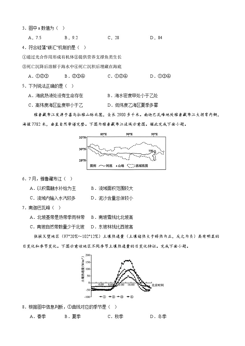 地理-安徽省铜陵市2026届高三下学期第一次质检（铜陵高考一模）试题及答案第2页