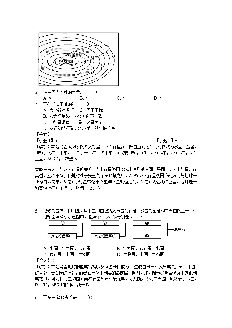 海南省海口市第四中学2019-2020年高一上学期期中考试地理试卷02
