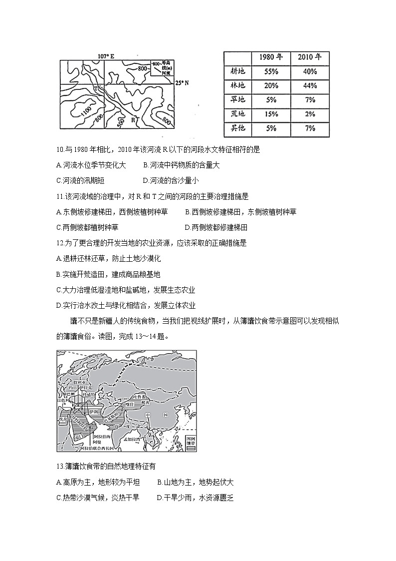 2019-2020学年四川省资阳市高二上学期期末质量检测 地理 word版03