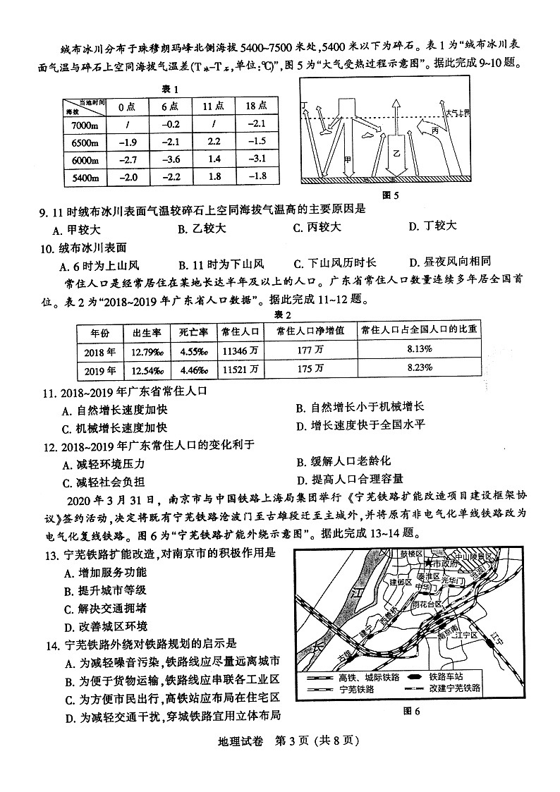 扬州市2020届高三第三次教学情况调研地理 试卷03