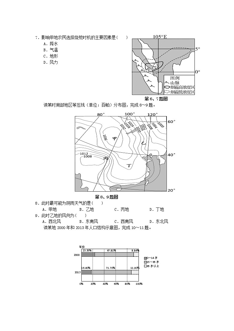 2019届浙江省杭州市高考命题比赛模拟（九）地理试卷（word版）第2页