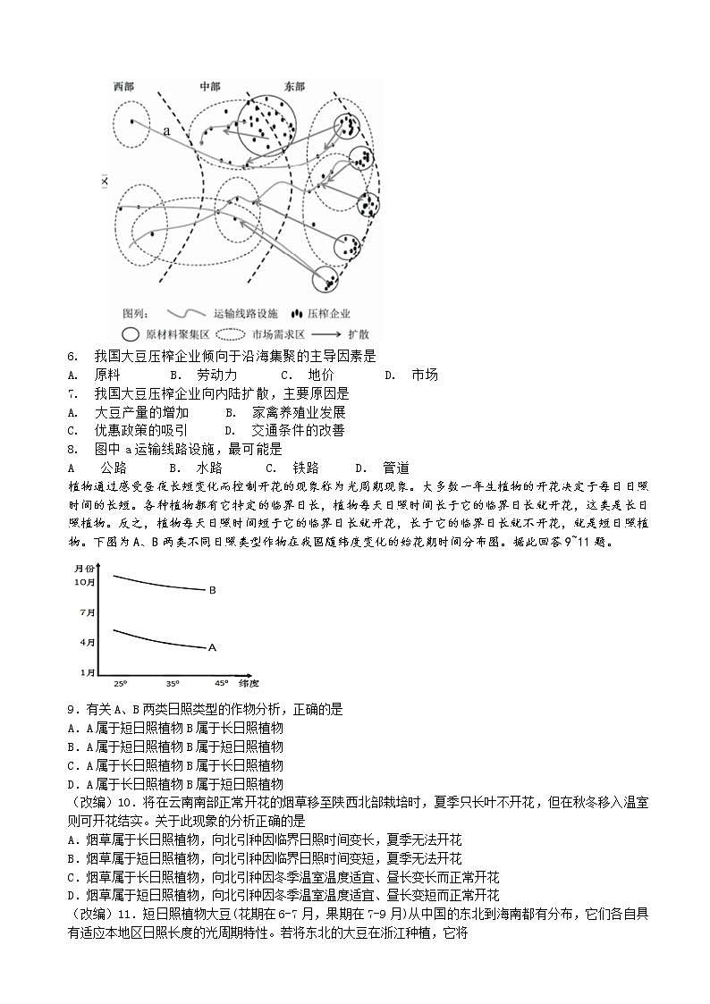 2019届浙江省杭州市高考命题比赛模拟（十二）地理试卷（word版）02