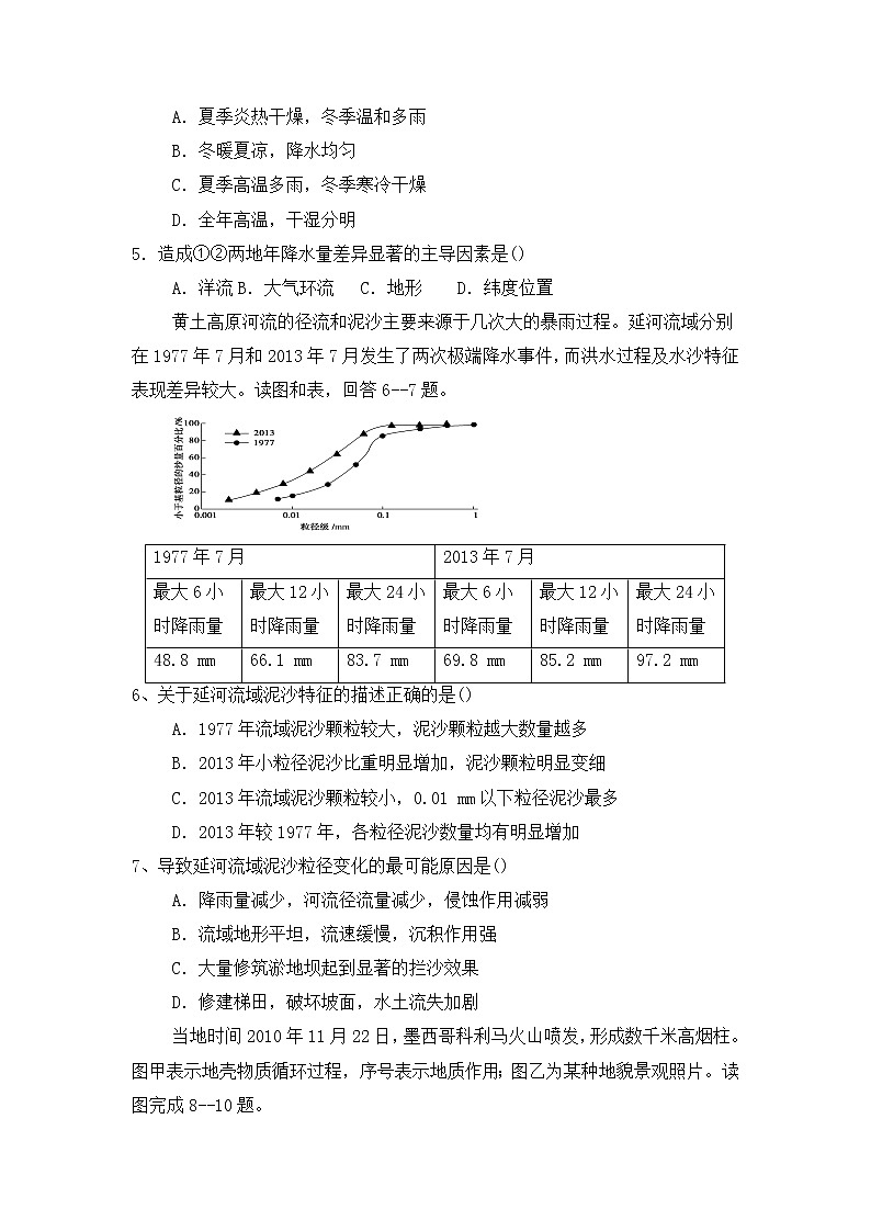 吉林省长春市第二十九中学2020届高三上学期期末考试地理试卷02