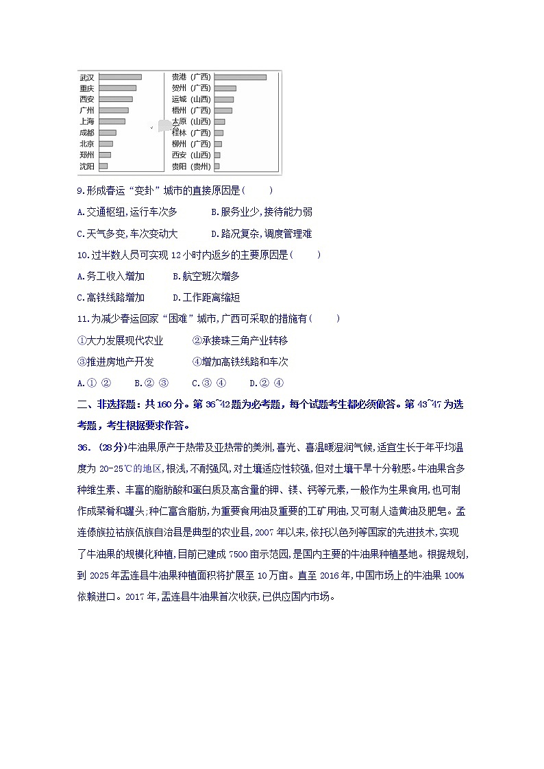 黑龙江省伊春市第二中学2020届高三上学期期中考试地理试题03