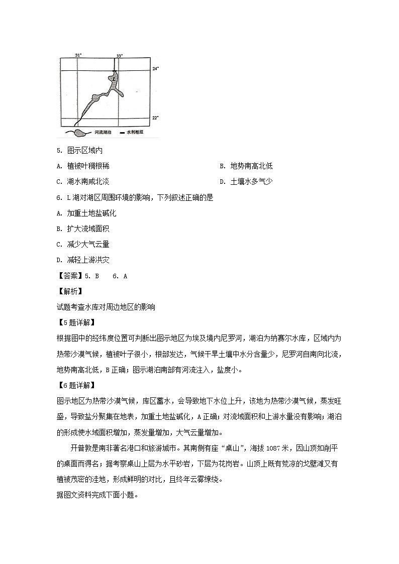 辽宁省六校协作体2020届高三上学期期中考试地理试题03