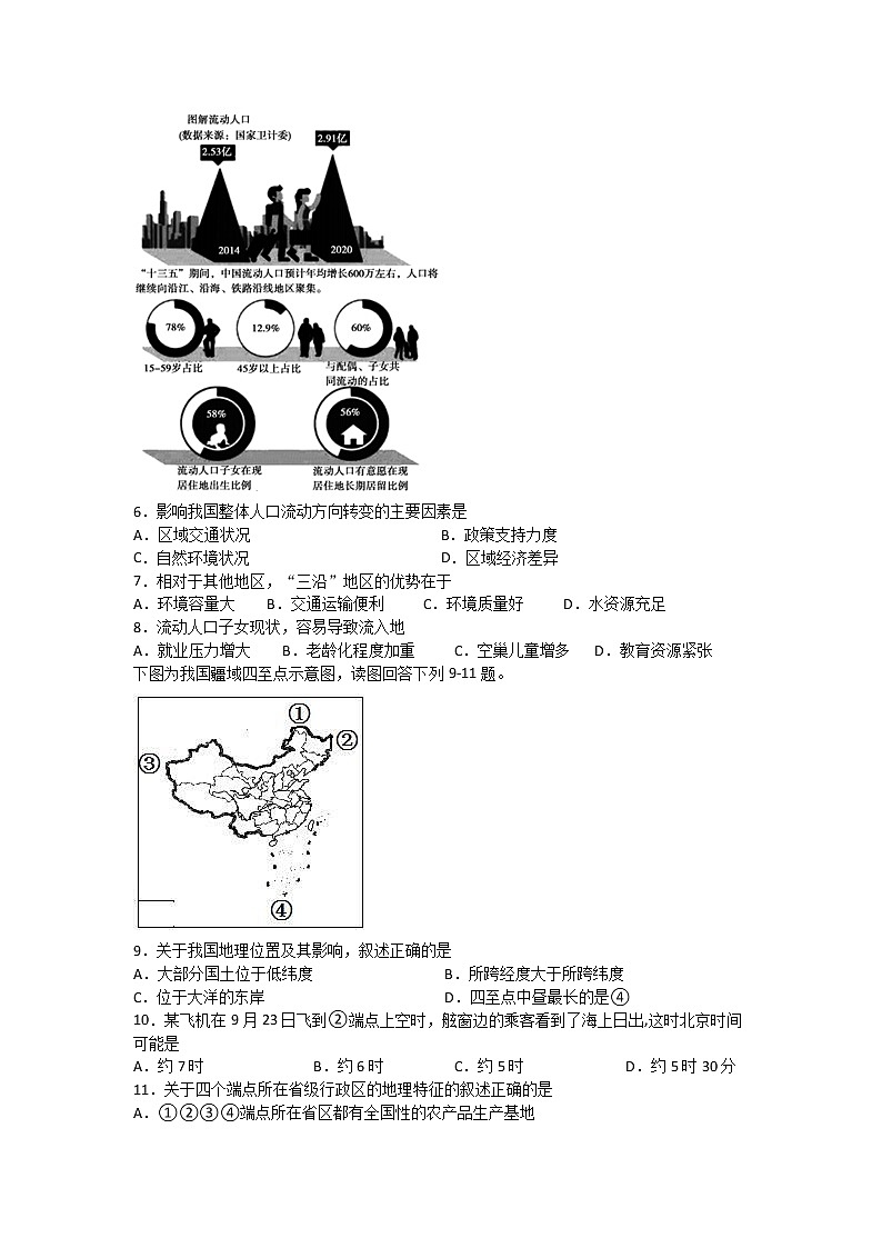 四川省泸县五中2020届高三下学期第一次在线月考地理试题02
