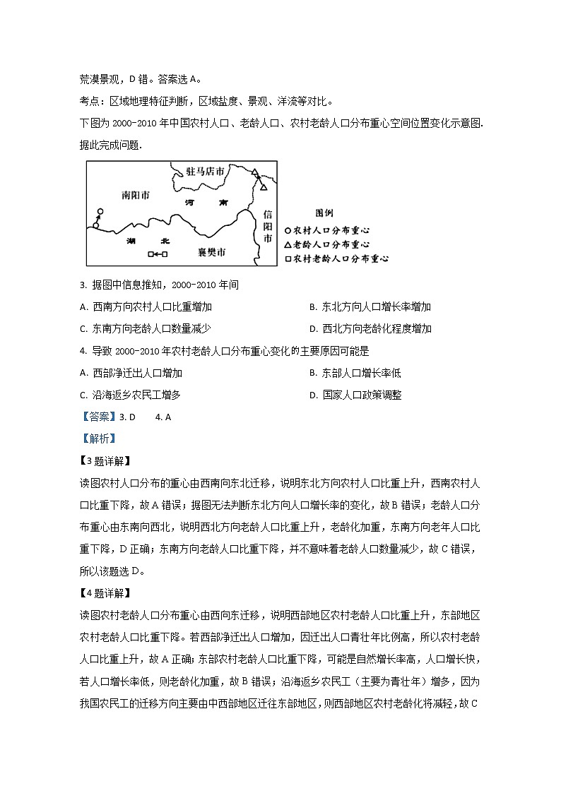 西藏自治区日喀则市南木林高级中学2020届高三第六次月考地理试题02