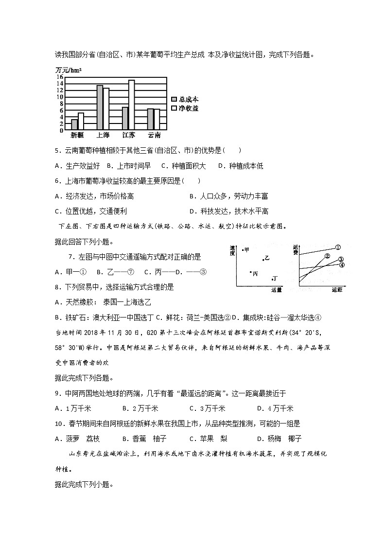 宁夏青铜峡市高级中学2020届高三上学期第三次月考地理试题02