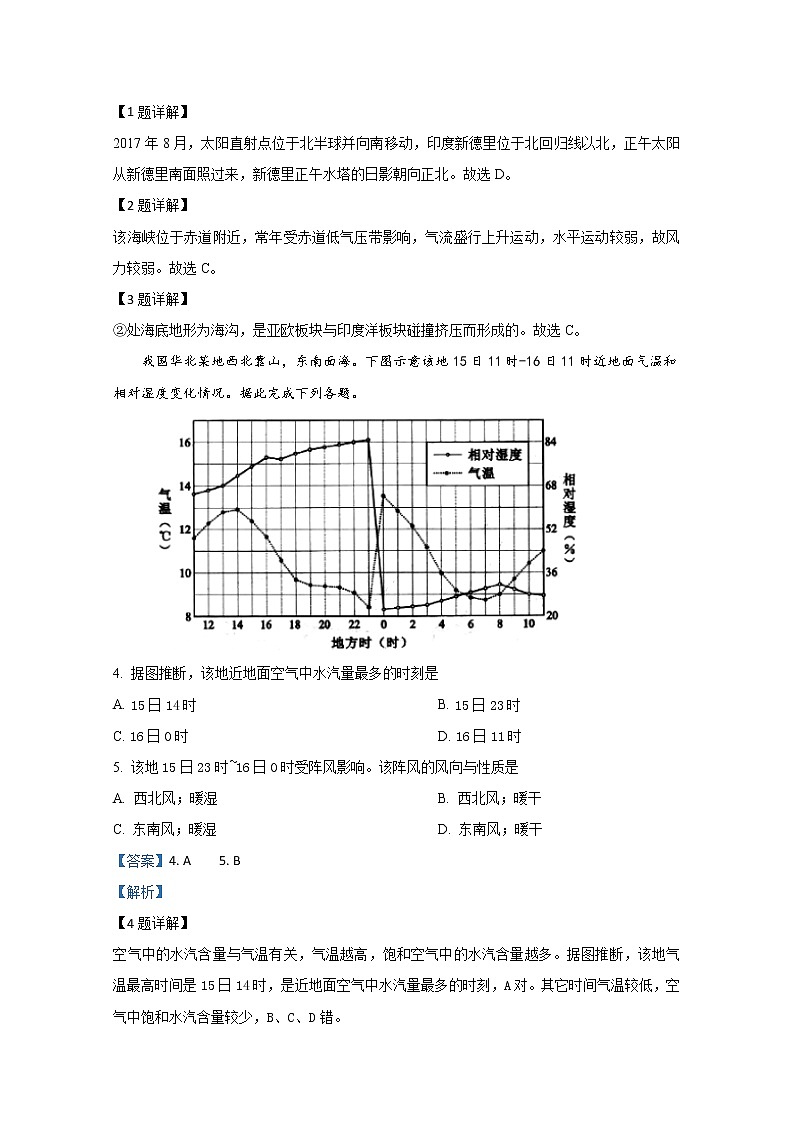 宁夏银川市宁夏大学附中2020届高三上学期第五次月考地理试题02