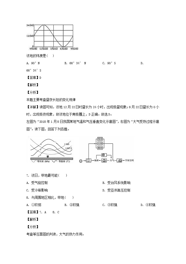 山西省晋中市祁县第二中学校2020届高三11月月考地理试题03