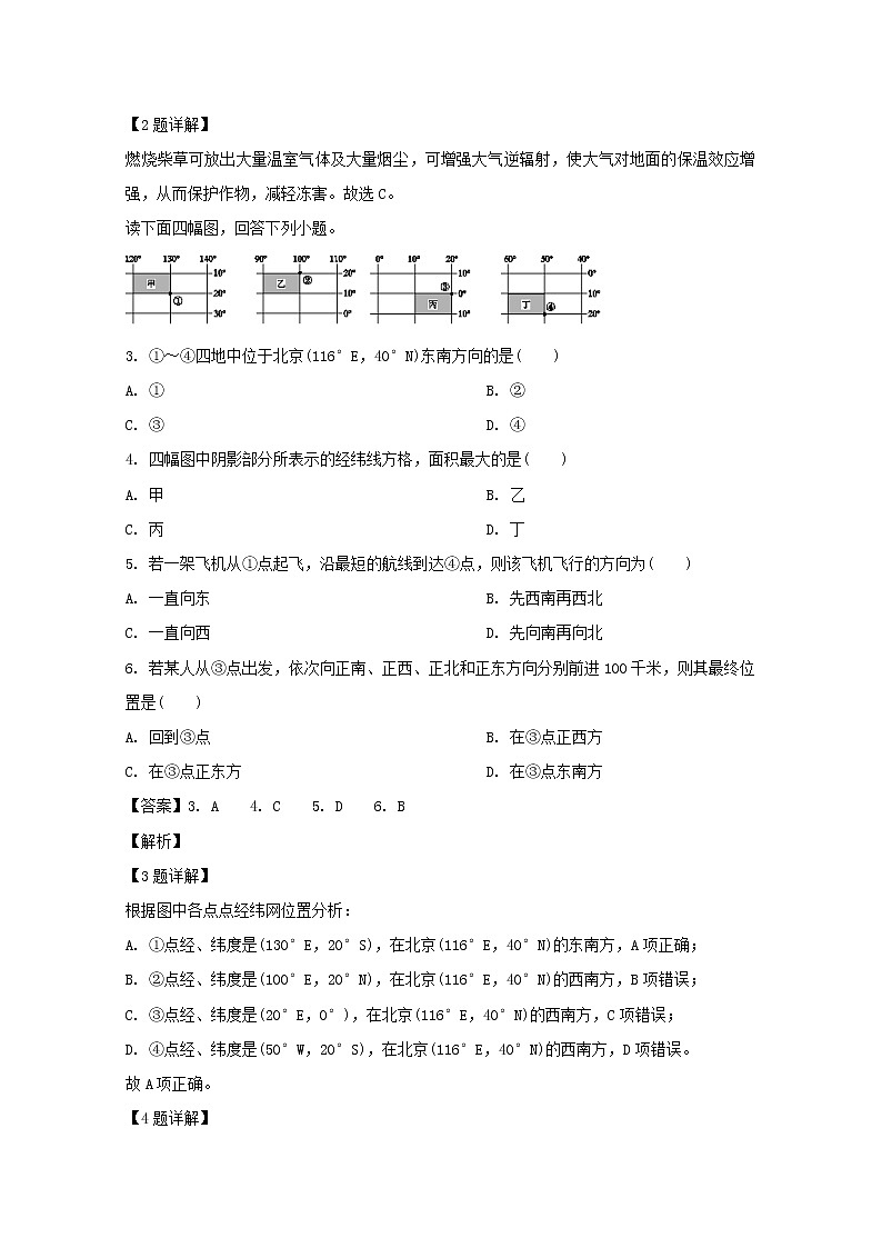 四川省乐山外国语学校2020届高三9月月考地理试题02