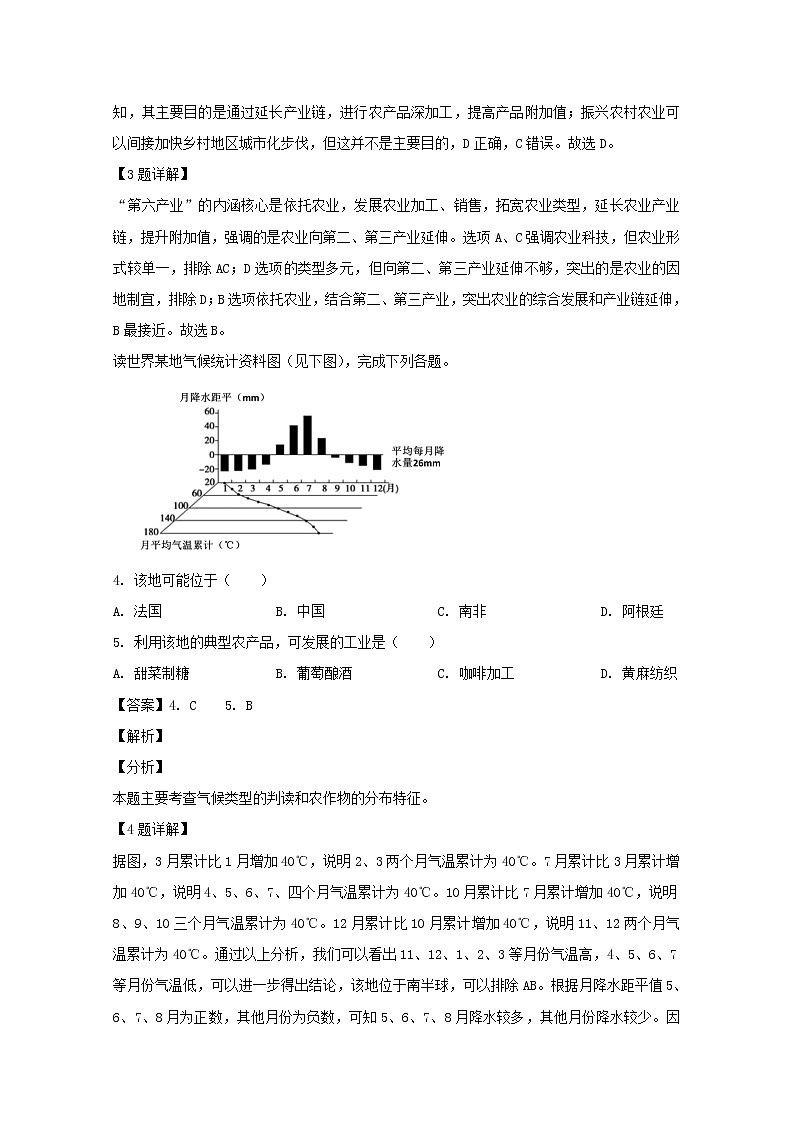 四川省南充高级中学2020届高三上学期第三次月考文综地理试题02