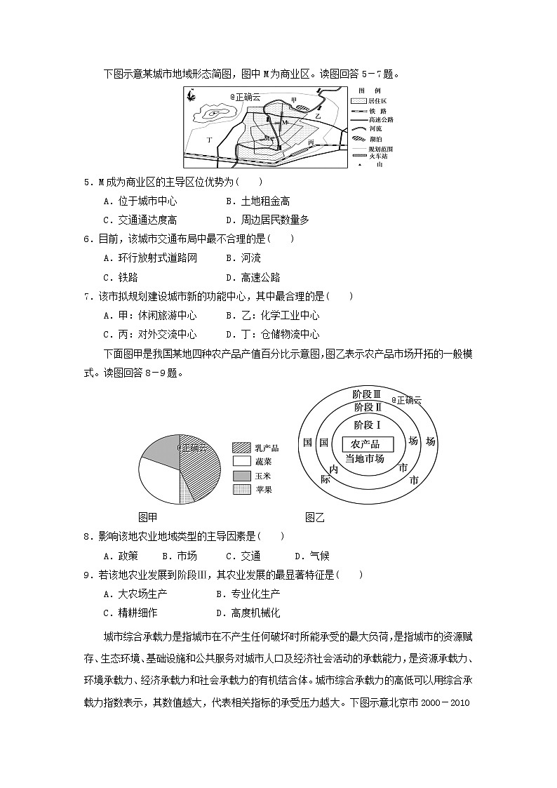河北省邯郸市大名一中2020届高三11月月考地理试卷02